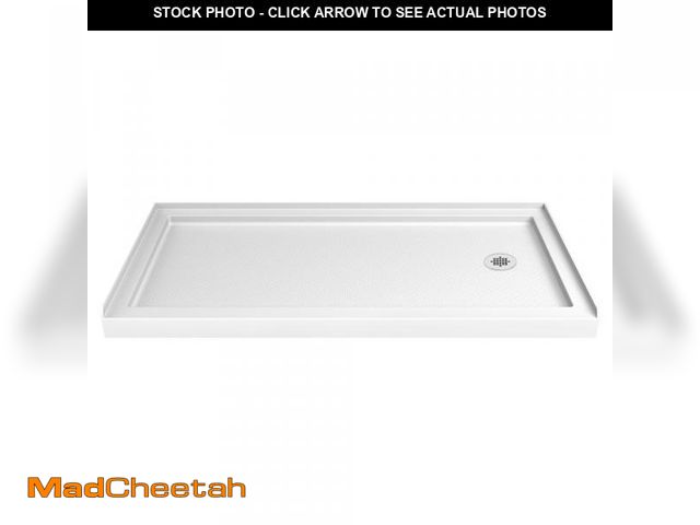 Lot 74-12164232 - DreamLine SlimLine 34 in. D x 60 in. W x 2 3/4 in. H Right Drain Single Threshold Shower Base in Whi...