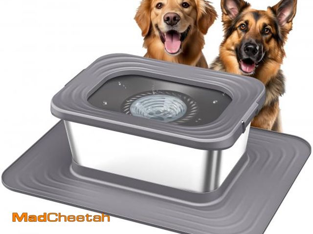Lot 74-12048627 - Decflow 10L Stainless Steel Dog Water Bowl, No Spill Anti-Splash Dog Bowls with XXL Silicone Mat, Sp...