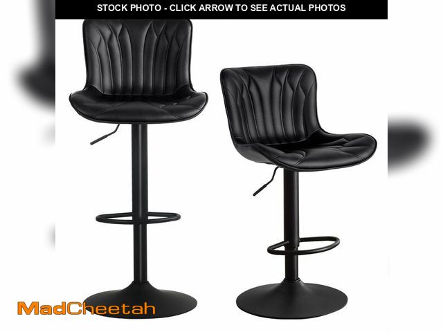 Lot 74-12774781 - (MISSING HARDWARE) YOUNUOKE Bar Stools Set of 2 Black Barstools Adjustable Counter Height Stools 24 ...