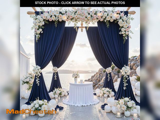 Lot 74-14043826 - 10 ft x 10 ft Wrinkle Free Navy Blue Backdrop Curtains Panels, 2 Panels 5ft x 10ft Sikly Polyester P...
