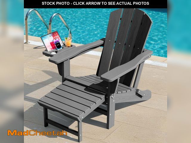 Lot 74-14071501 - KINGYES Folding Adirondack Chair, Adjustable Backrest with Pull-Out Footrest &amp; 4-in-1 Mobile Pho...