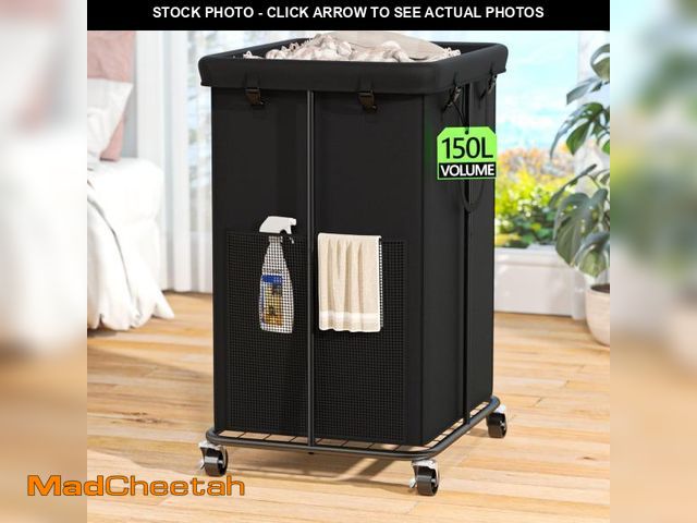 Lot 74-12322406 - 150L Laundry Hamper with Wheels, Rolling Laundry Basket with Metal Frame and Removable Bag, Large &a...