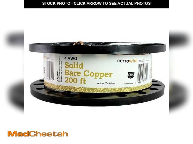 Lot 74-12552293 - 200 ft. 4-Gauge Solid Bare Copper Grounding Wire - UNUSED
