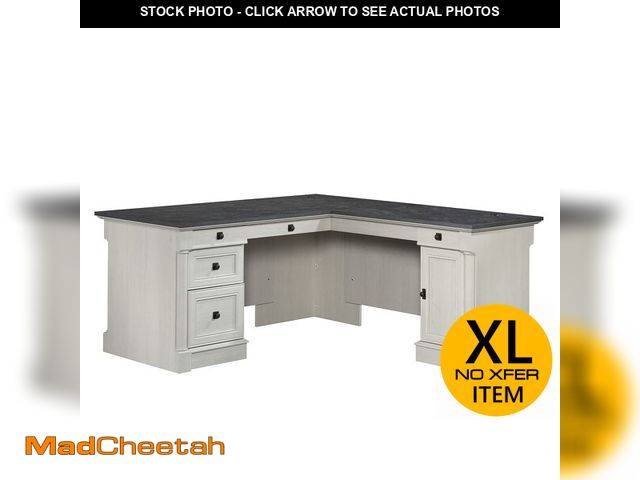 Lot 74-12569122 - Sauder Palladia L Shaped Desk with Drawers, Office Desk with File Cabinet Storage, Cable Management,...