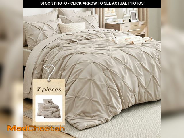 Lot 74-13835565 - Bedsure King Size Comforter Set Beige - Bed in a Bag Bedding Set 7 Pieces, GentleSoftÃÂ¢Ã¢â¬Å¾ÃÂ¢...