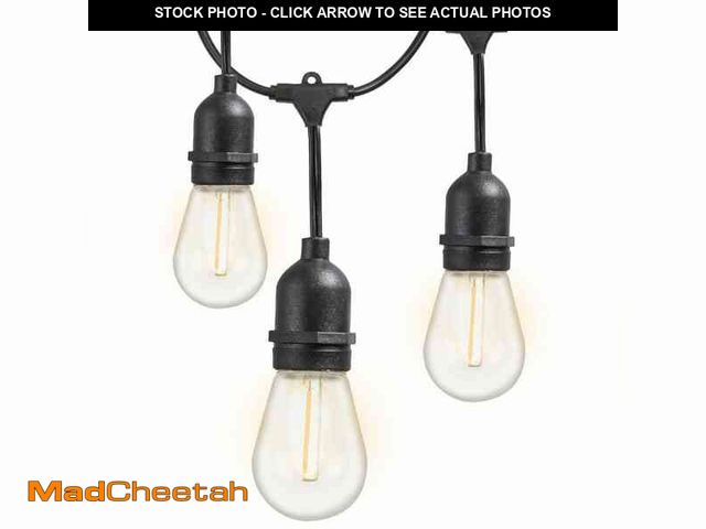 Lot 74-14343632 - Newhouse Lighting 15 Light 48 ft. Outdoor Plug-in Edison Bulb Weatherproof String Light, 18 Bulbs In...