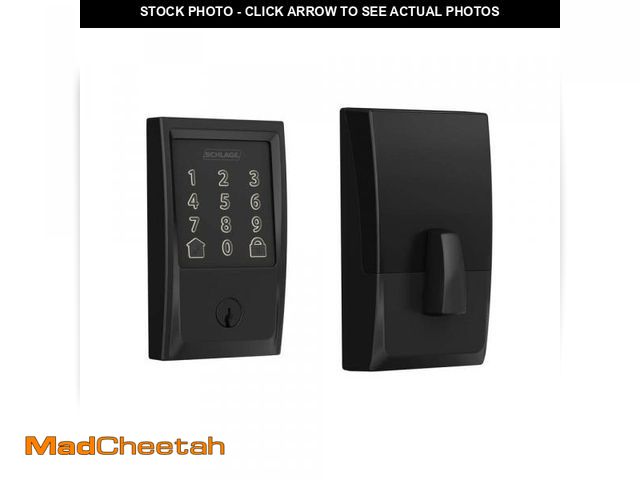 Lot 74-12087189 - Schlage Century Matte Black Electronic Encode Smart WiFi Deadbolt with Alarm - UNUSED