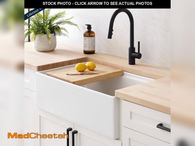 Lot 74-12673273 - SINKOLOGY Bradstreet II 33 in. Farmhouse Apron Front Undermount Single Bowl Crisp White Fireclay Wor...