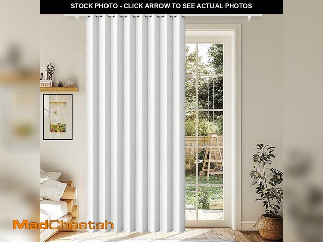 Lot 74-14148429 - HMYI Pleated Look Sliding Door Curtains - Magnetic Closure 100% Blackout Thermal Insulated Window Dr...