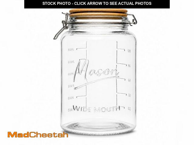 Lot 74-14269124 - kitchentoolz 1 Gallon Mason Jars Wide Mouth with Airtight Bamboo Lid Ã¢â¬â 1 Gallon Glass Jar wit...