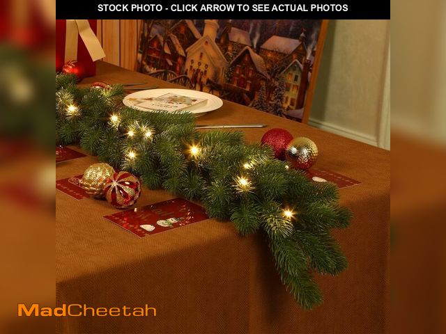 Lot 74-12697681 - 6ft Pre-Lit Christmas Garland, Artificial Lighted Norfolk Pine Garland with Multi-Color Lights, Batt...