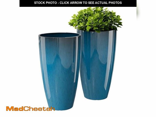 Lot 74-14351105 - 21 inch Tall Planters for Outdoor Plants Set of 2,Tall Plant Pots with Drainage Hole,Large Flower Po...