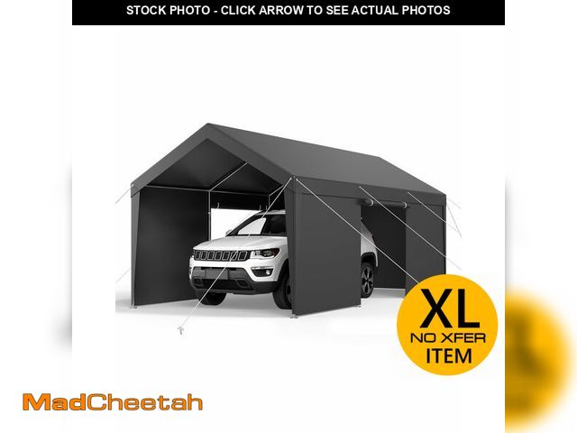 Lot 74-13119983 - VEVOR 12x20 FT Heavy Duty Carport, Portable Car Canopy with Removable Sidewalls and Door, Outdoor Ca...