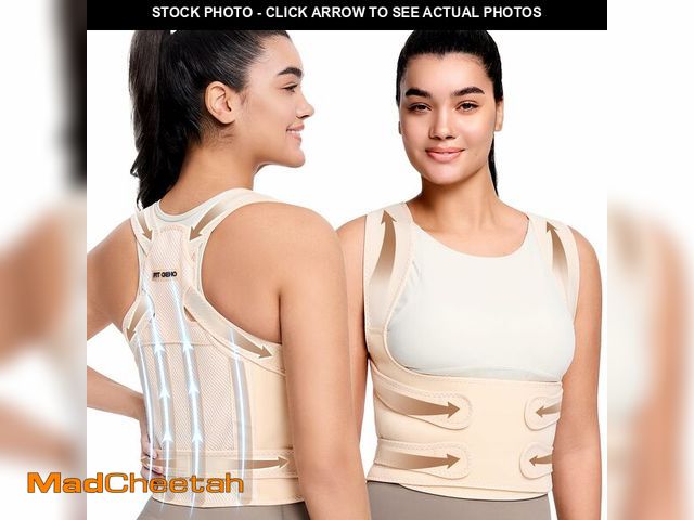 Lot 74-12453388 - Fit Geno Back Brace Posture Corrector for Men &amp; Women: Shoulder Straightener Adjustable Full Bac...