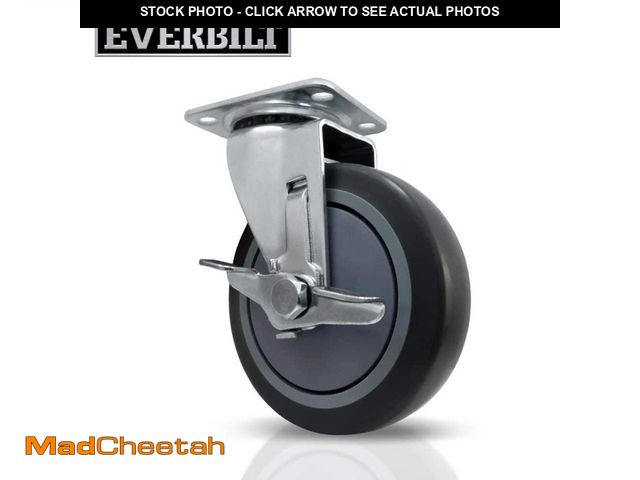 Lot 74-14315572 - Everbilt 5 in. Gray Rubber Like TPR and Steel Swivel Plate Caster with Locking Brake and 350 lb. Loa...
