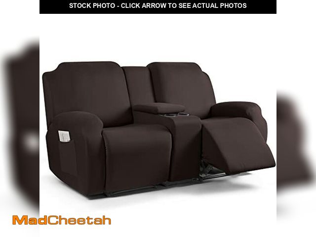 Lot 74-12677403 - TAOCOCO Reclining Loveseat with Middle Console Slipcover, 4 Piece Polyester Fabric Stretch Loveseat ...