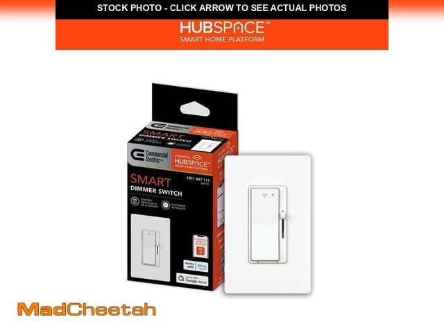 Lot 74-14306120 - Commercial Electric White Smart Paddle Dimmer for CFL, Halogen, Incandescent, LED, 1-Pack Powered by...