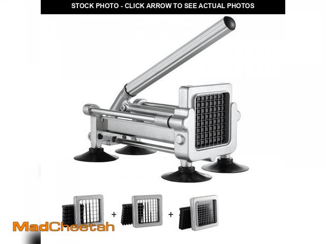 Lot 74-12513772 - VEVOR French Fry Cutter, Potato Slicer with 1/2" 3/8" 1/4" Stainless Steel Blades, Manual Potato Cut...