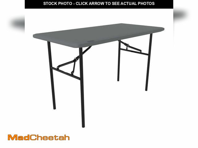Lot 74-12678412 - Lifetime 4 Foot Rectangle Folding Table for Indoor/Outdoor Use, Essential Gray Model 80694 - UNUSED