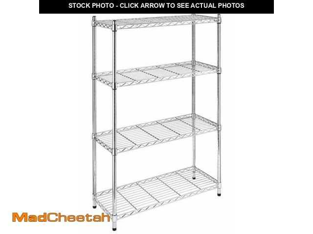 Lot 74-12143664 - (ONE SHELF IS BENT) Ktaxon 4-Tier Metal Shelving Unit  Adjustable Shelf Organizer for Garage Kitchen...
