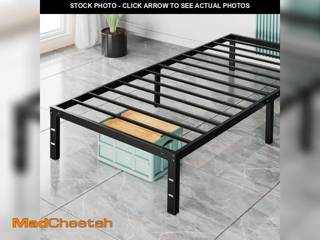 Lot 74-12096532 - Sweetcrispy Twin Bed Frame - 14 Inch Metal Platform Bed Frames for with Storage Space Under Base, St...
