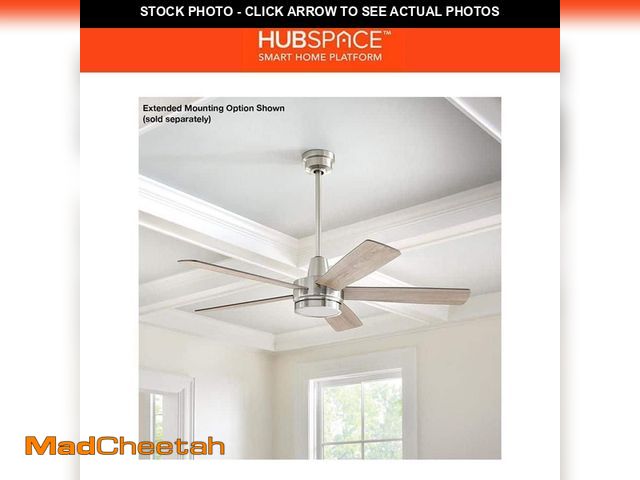 Lot 74-12804218 - Hampton Bay Fanelee 54 in. White Color Changing LED Brushed Nickel Smart Ceiling Fan with Light Kit ...