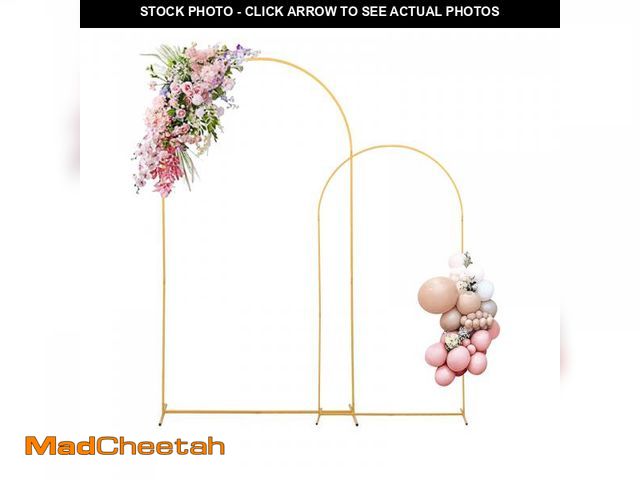 Lot 74-11559417 - yumiaohe Backdrop Arch Stand Set of 2 (7.2FT+6FT) Gold,Stable Metal Balloon Arch Stand Frame for Bir...