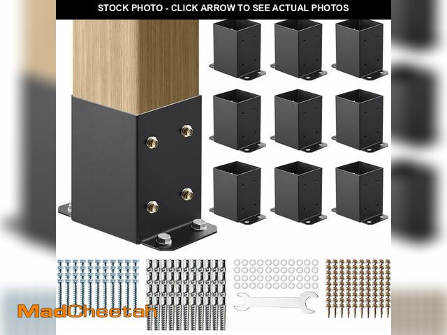 Lot 74-13794355 - VEVOR 4x4 Post Bracket, 10PC Post Base Brackets, Inner Size 3.6"x3.6" Heavy Duty Powder-Coated Post ...