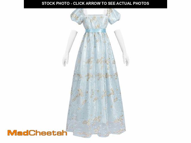 Lot 74-14210961 - LTAKK Regency Dress Women Regency Costume Empire Waist Tea Party Embroidery Victorian Gown with Sash...