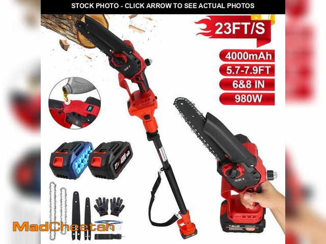 Lot 74-14260293 - RELOIVE 2-in-1 Cordless Pole Saw &amp; 6"&amp;8" Mini Chainsaw with, 5.7-7.9FT Telescoping Branch Cu...