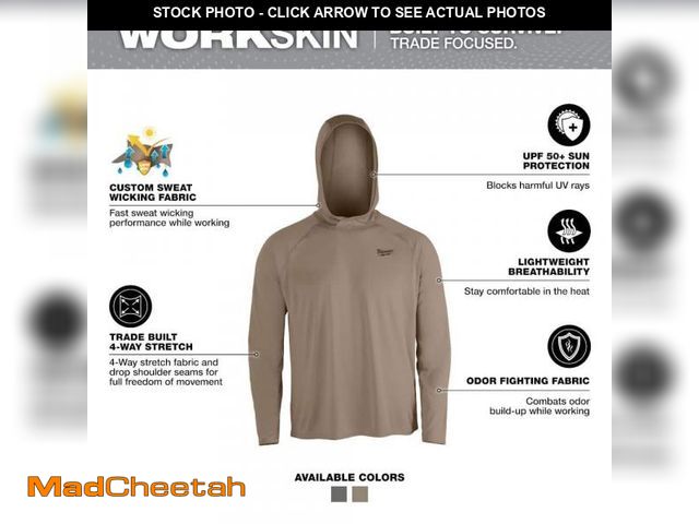 Lot 74-11826522 - Milwaukee Men's WORKSKIN Sandstone X-Large Hooded Sun Shirt - UNUSED