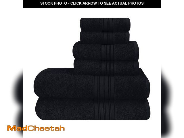 Lot 74-13958689 - BOUTIQUO 6 Pack Cotton Towel Set, Contains 2 Bath Towels 28x55 inch, 2 Hand Towels 16x24 inch &amp; ...
