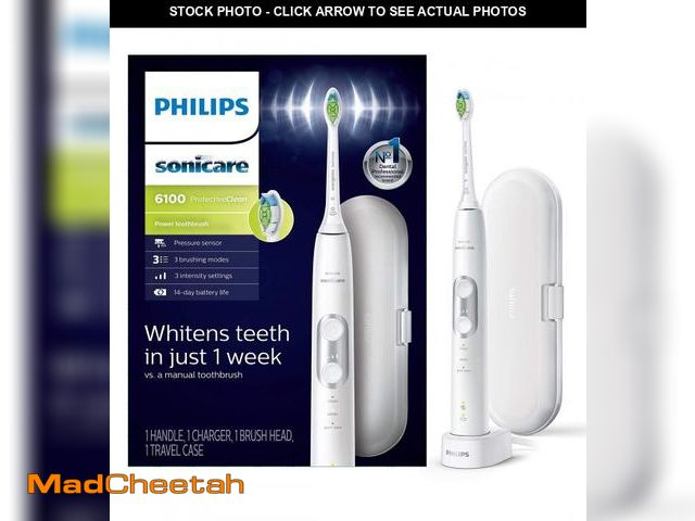 Lot 74-12119542 - PHILIPS Sonicare ProtectiveClean 6100 Rechargeable Electric Toothbrush, with Pressure Sensor, 3 Clea...