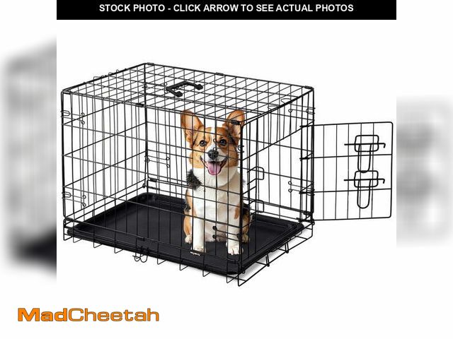 Lot 74-13816864 - EDX Medium Dog Crate, 30" Single Door Folding Metal Wire Dog Cage with Plastic Leak-Proof Pan Tray -...