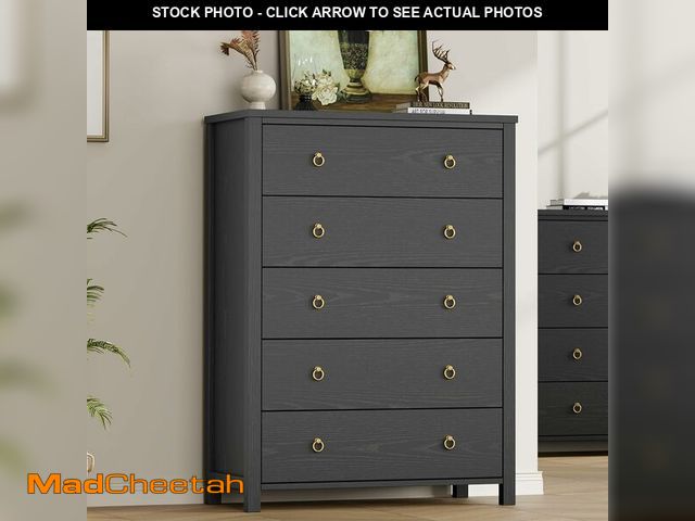 Lot 74-13071843 - IDEALHOUSE Dresser for Bedroom with 5 Drawers, 45'' Tall Chest of Large Drawers with Large Clothes S...