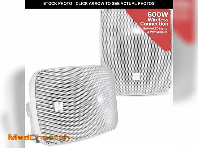 Lot 74-14317763 - Pyle 600W Outdoor Bluetooth Speaker System | Marine Grade Active and Passive 2-Way Stereo Speakers w...