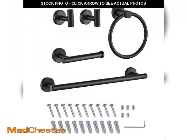 Lot 74-12365126 - FORIOUS Bathroom Hardware Set 5-Pieces Towel Bar, Towel Ring, Robe Hook, Toilet Paper Holder Bathroo...