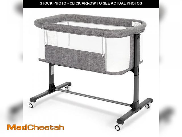 Lot 74-12515551 - AILEEKISS Baby Bassinet with Wheels, Height Adjustable Newborn Bedside Sleeper for Baby, Grey - USED
