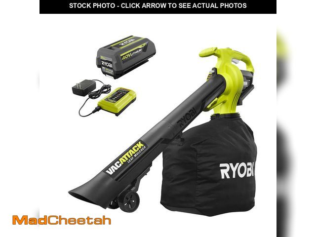 Lot 74-12794705 - Ryobi 40V Vac Attack Cordless Leaf Vacuum/Mulcher With 5.0 Ah Battery And Charger - UNUSED
