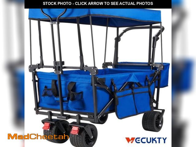 Lot 74-12490031 - VECUKTY Collapsible Garden Wagon Cart with Removable Canopy Blue - UNUSED