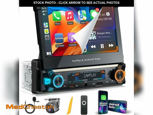 Lot 74-14055233 - Ã£â¬ÂSOOEMAKAÃ£â¬â Single Din Touchscreen Radio with Wireless Carplay&amp;Android Auto,7 inch Q...