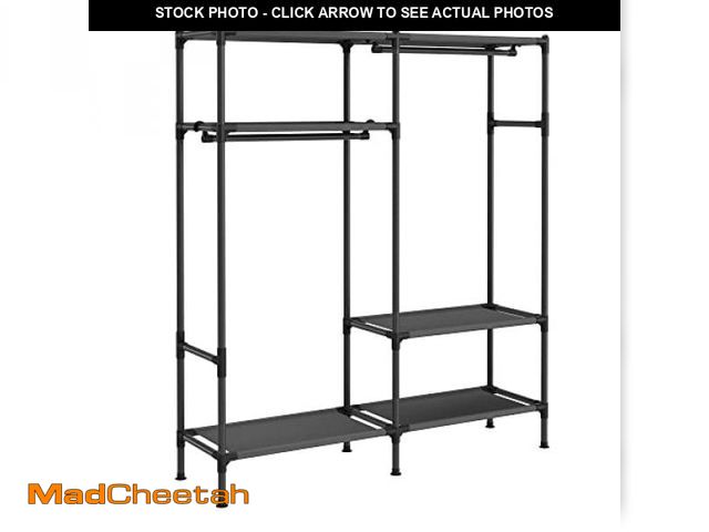 Lot 74-12521843 - Songmics Garment Rack, Portable Closet Wardrobe, 74.8" H Clothing Rack With Hanging Rails And Shelve...