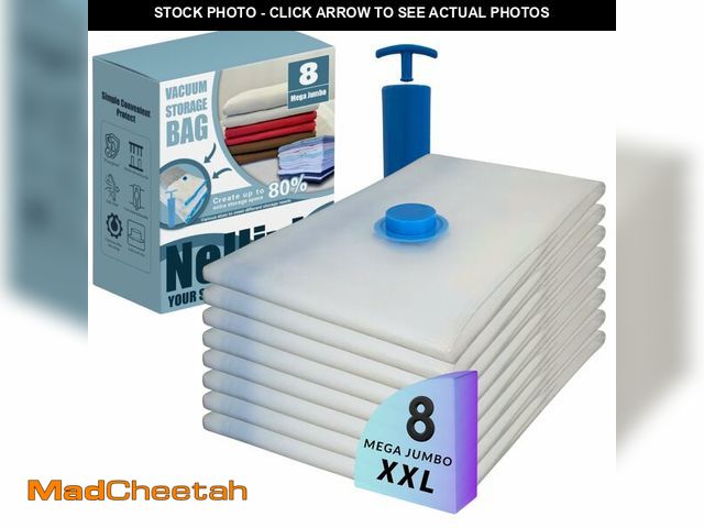 Lot 74-13963663 - Nellivia 8 Mega Jumbo XXL Vacuum Storage Bags with Pump, Supersized Compression Space Saver for Comf...