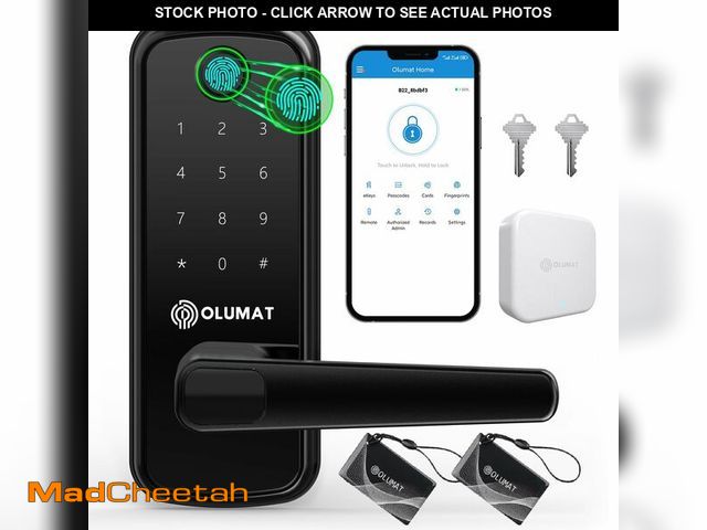 Lot 74-12442380 - Smart Door Lock with Handle: Olumat Keyless Entry Door Lock with WiFi Gateway - Smart Locks for Fron...