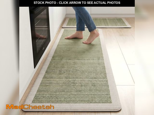 Lot 74-14386513 - VivaNest Sage Green Vintage Boho Elegance Kitchen Rug Sets [2 PCs], Anti-Fatigue, Waterproof Non-Sli...