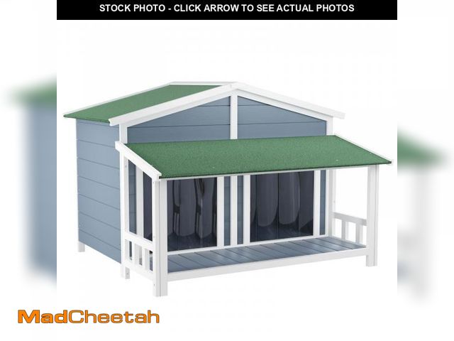 Lot 74-12241765 - RITSU 47.2" Dog House, Waterproof Dog Kennel, Wooden Outdoor and Indoor Dog House, Log Cabin Style w...