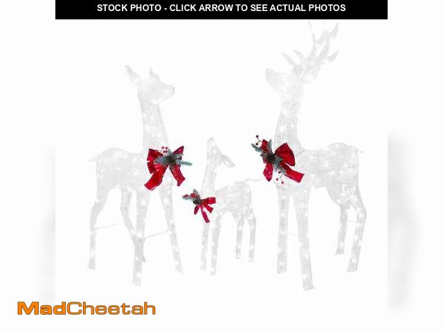 Lot 74-13048423 - VEIKOUS 4.5 ft. 3D Reindeer Family Outdoor Christmas Holiday Yard Decoration Cool White LED, White -...