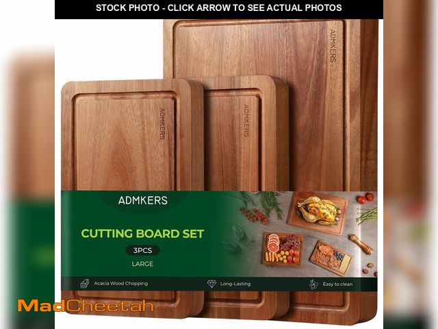 Lot 74-14482803 - Wood Cutting Boards for Kitchen, Acacia Wooden Cutting Board Set, Charcuterie Board, Large Solid Cho...