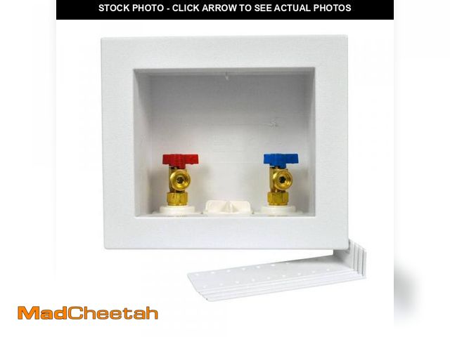 Lot 74-12463073 - Oatey Quadtro 1/2 in. x 1/2 in. PEX Compatible Washing Machine Outlet Box with 1/4 Turn Valves - UNU...