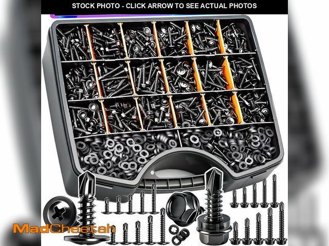 Lot 74-14050896 - mxuteuk 1600PCS #8#10 Self Tapping Screws for Metal,410 Stainless Steel Self Drilling Screws,1/2" to...